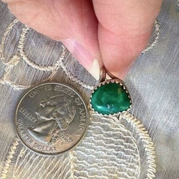 Vintage 80's Native American Turquoise Nugget Sterling Ring 5 3/4 - Picture 6 of 9